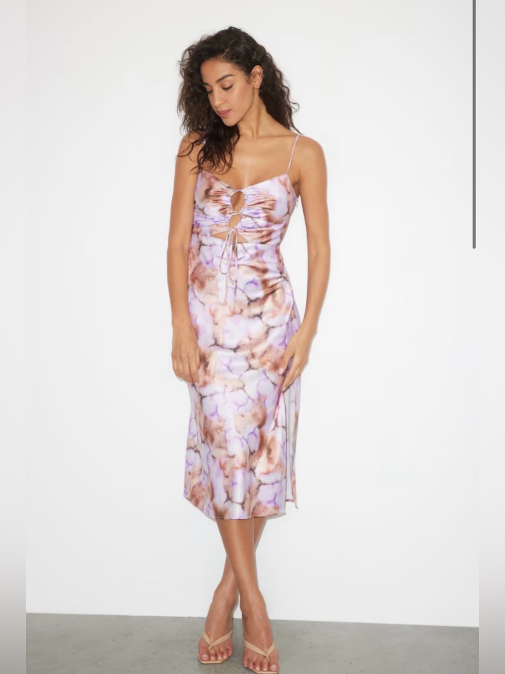 Dynamite Satin Front Cut Out Midi Dress XL